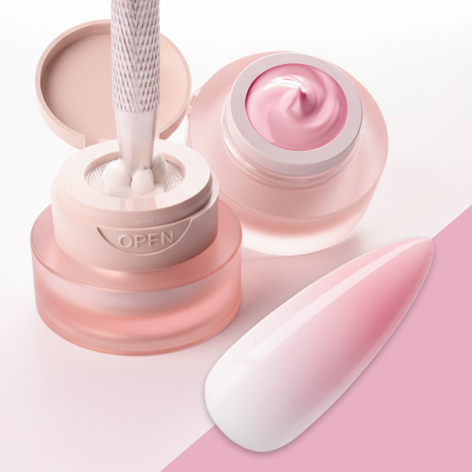 Ombre Babyboomer Gel · Pastell Pink 2g für Nageldesign Nägel & Nagelstudios Ombre Babyboomer Gel · Pastell Pink 2g, Aura-Effekt, Babyboomer Gel, Farbverlauf, Ombre Gel, Ombre Verlauf, Verlauf für Nägel im Nageldesign & Nagelstudios