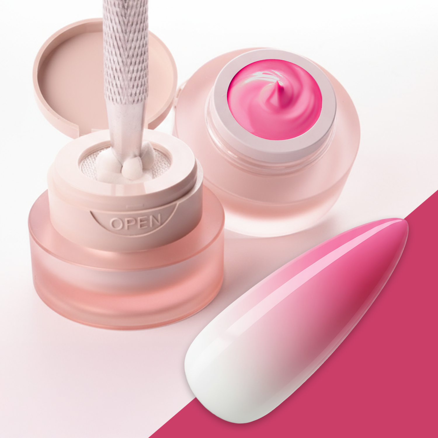 Ombre Babyboomer Gel · Magenta 2g für Nageldesign Nägel & Nagelstudios Ombre Babyboomer Gel · Magenta 2g, Aura-Effekt, Babyboomer Gel, Farbverlauf, Ombre Gel, Ombre Verlauf, Verlauf für Nägel im Nageldesign & Nagelstudios