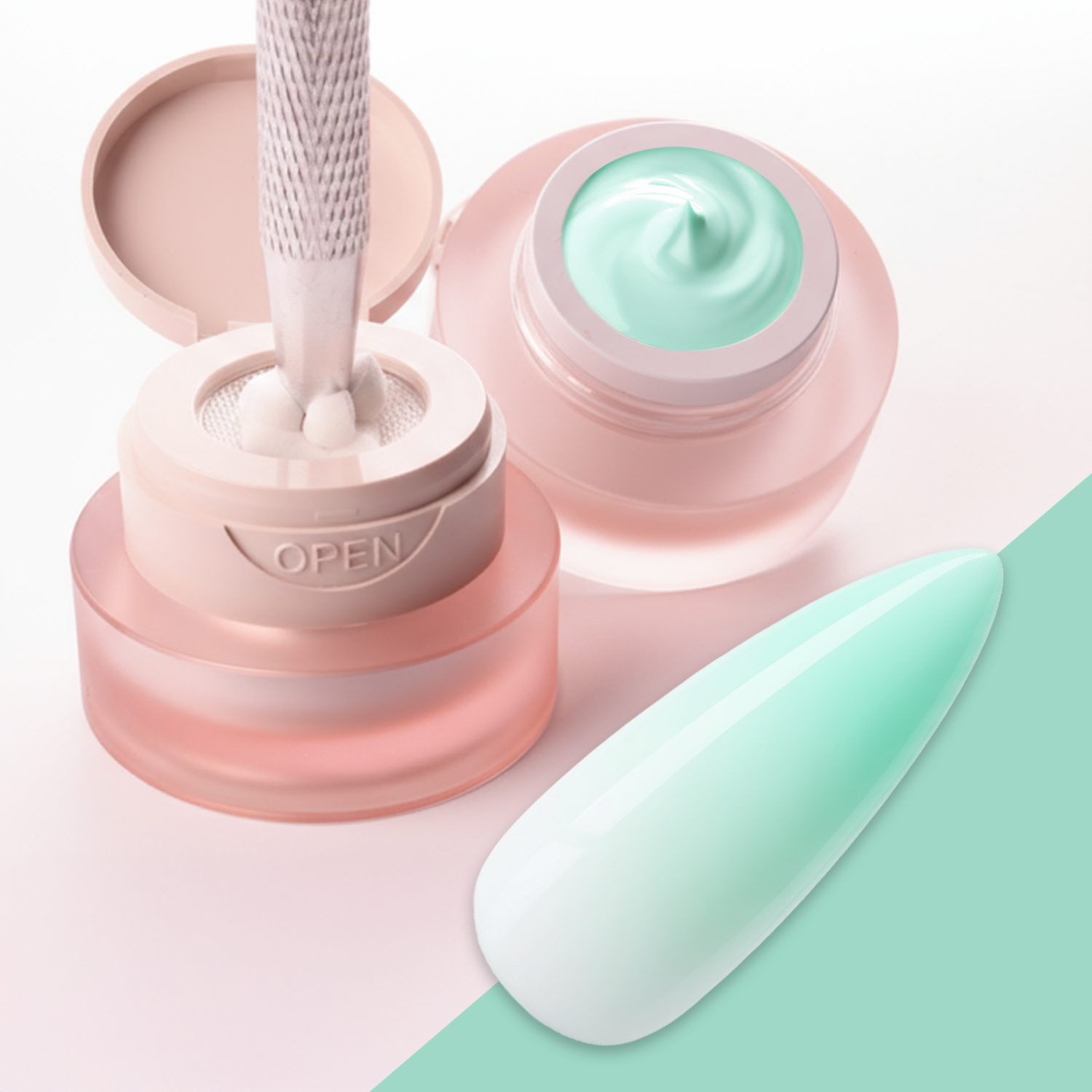 Ombre Babyboomer Gel · Pastell Mint 2g für Nageldesign Nägel & Nagelstudios Ombre Babyboomer Gel · Pastell Mint 2g, Aura-Effekt, Babyboomer Gel, Farbverlauf, Ombre Gel, Ombre Verlauf, Verlauf für Nägel im Nageldesign & Nagelstudios