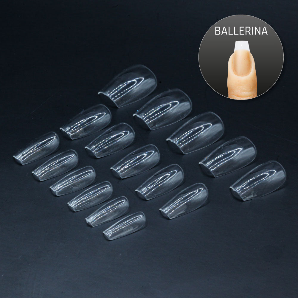 Ballerina extra kurz · Clear · Press On Tips für Nageldesign Nägel & Nagelstudios Ballerina extra kurz · Clear · Press On Tips, aufdrück Nägel, click it tips, coffin, durchsichtig, klar, press on nails, press on nägel für Nägel im Nageldesign & Nagelstudios