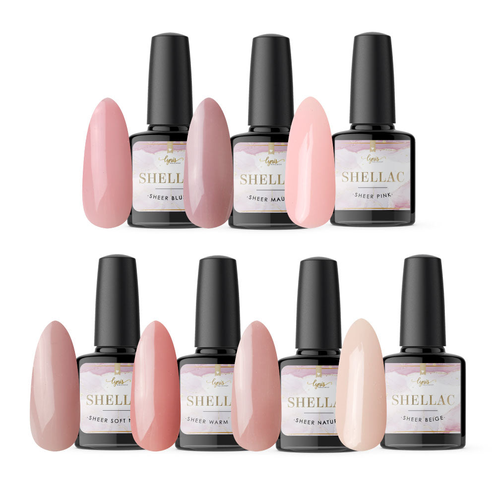 Sheer Shellac Set für Nageldesign Nägel & Nagelstudios Sheer Shellac Set, Farben, Farbset, gellack, gelpolish, Kollektion, Shellac für Nägel im Nageldesign & Nagelstudios