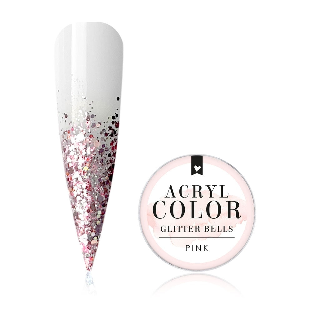 Acryl Color · Glitter Bells · Pink für Nageldesign Nägel & Nagelstudios Acryl Color · Glitter Bells · Pink, Acryl Farbe, dipgel, Farbpuder, powder, puder, Pulver Gel für Nägel im Nageldesign & Nagelstudios