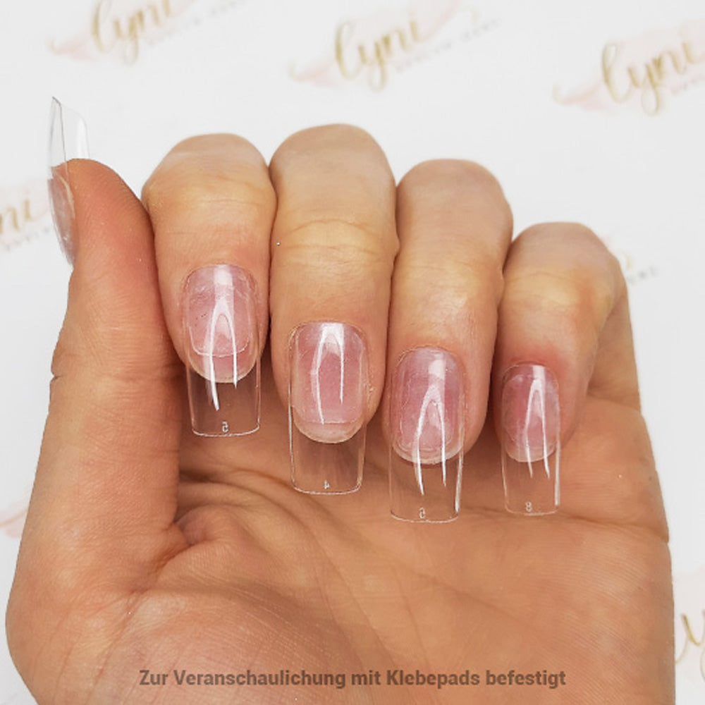 Square Normal · Clear · Press On Tips für Nageldesign Nägel & Nagelstudios Square Normal · Clear · Press On Tips, aufdrück Nägel, aufklebe Nagel, aufkleben, Click it Nagel, click it tips, coffin, durchsichtig, eckig, form, Fullcover Tips, klar, Press on nail, press on nails, press on nägel, square für Nägel im Nageldesign & Nagelstudios