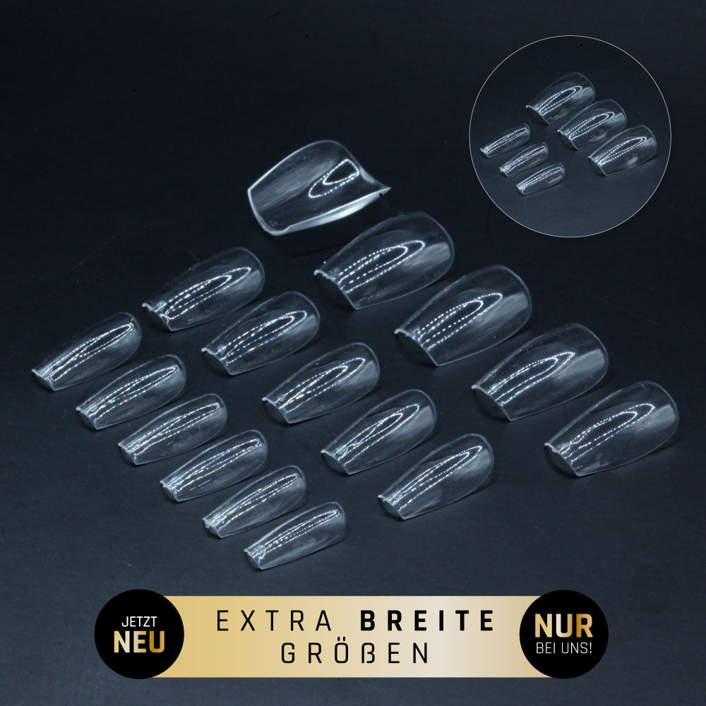 Ballerina extra kurz · Clear · Press On Tips für Nageldesign Nägel & Nagelstudios Ballerina extra kurz · Clear · Press On Tips, aufdrück Nägel, click it tips, coffin, durchsichtig, klar, press on nails, press on nägel für Nägel im Nageldesign & Nagelstudios