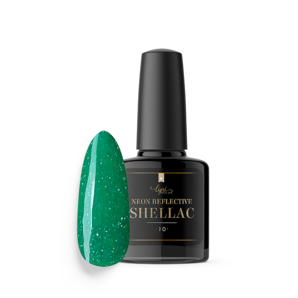 Shellac · Neon Reflective 10 · 7,3ml für Nageldesign Nägel & Nagelstudios Shellac · Neon Reflective 10 · 7,3ml, bunt, disco, effekt Shellac, funkeln, gellack, gelpolish, glitter, glitzer, glitzer lacke, green, grün, knallig, leuchtende farben, reflektierend für Nägel im Nageldesign & Nagelstudios