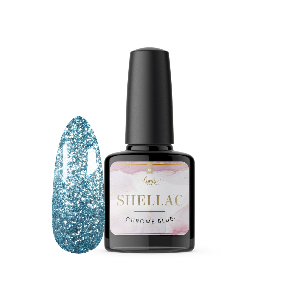Shellac · Chrome Blue 7,3ml für Nageldesign Nägel & Nagelstudios Shellac · Chrome Blue 7,3ml, blau, effekt Shellac, funkeln, gellack, gelpolish, glitter, glitzer, glitzer lacke für Nägel im Nageldesign & Nagelstudios