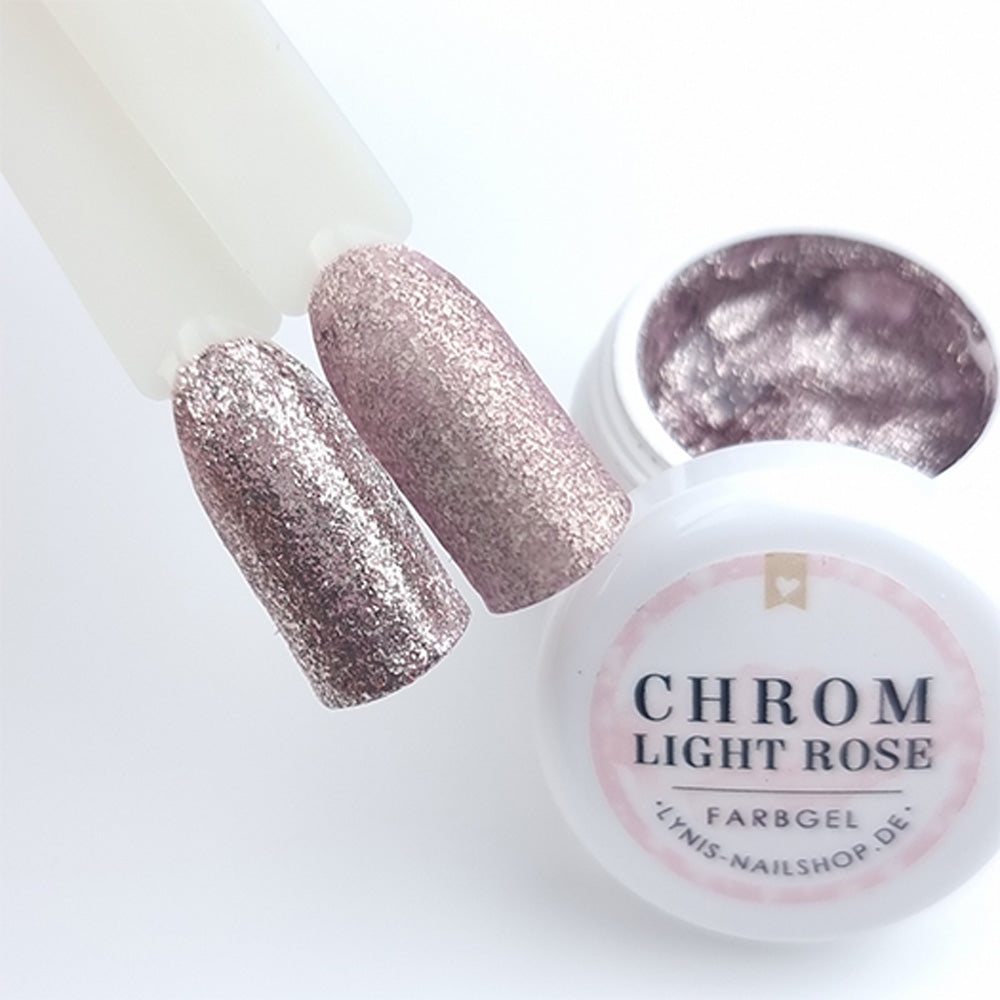 Chrom Light Rose · Farbgel 5ml* für Nageldesign Nägel & Nagelstudios Chrom Light Rose · Farbgel 5ml*, color gel, effektgel, Farbe für Nägel, Gel Farben, Gelnägel Farbe, Glitter Gel, Glitzergel, Rosa für Nägel im Nageldesign & Nagelstudios