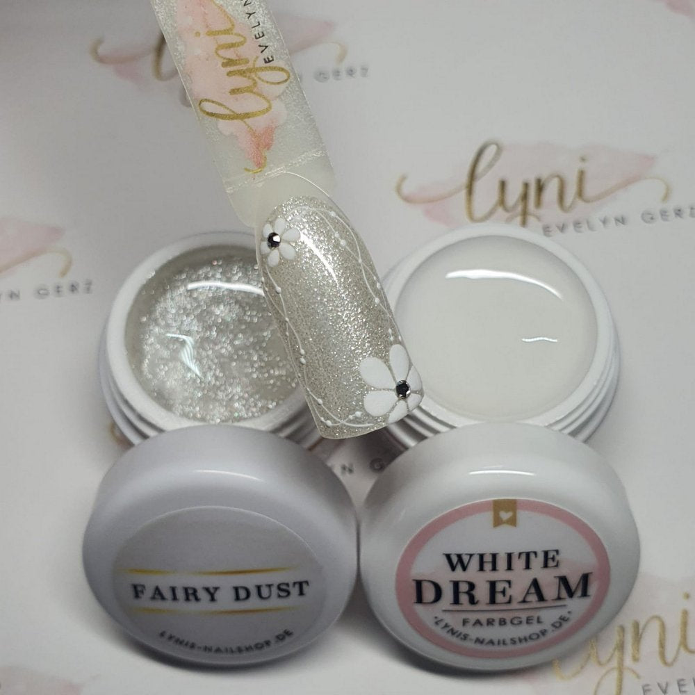 Farbgel Fairy Dust 5ml Premium* für Nageldesign Nägel & Nagelstudios Farbgel Fairy Dust 5ml Premium*, color gel, effektgel, Farbe für Nägel, Gel Farben, Gelnägel Farbe, Glitter Gel, Glitzergel, weiß, white für Nägel im Nageldesign & Nagelstudios