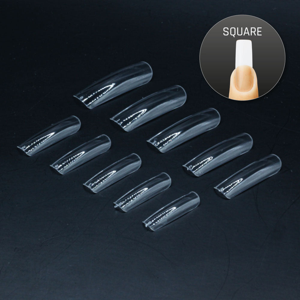 Square Lang · Clear · Press On Tips für Nageldesign Nägel & Nagelstudios Square Lang · Clear · Press On Tips, aufdrück Nägel, click it tips, coffin, durchsichtig, klar, press on nails, press on nägel für Nägel im Nageldesign & Nagelstudios