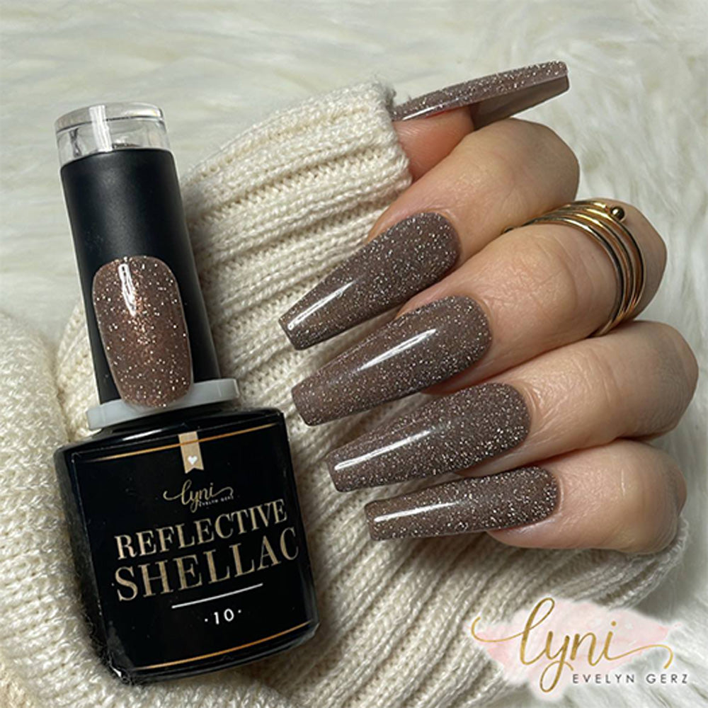 Shellac · Reflective 10 · 7.3ml für Nageldesign Nägel & Nagelstudios Shellac · Reflective 10 · 7.3ml, beige, braun, disco, effekt Shellac, funkeln, gellack, gelpolish, glitter, glitzer, glitzer lacke, leuchtende farben, reflektierend für Nägel im Nageldesign & Nagelstudios