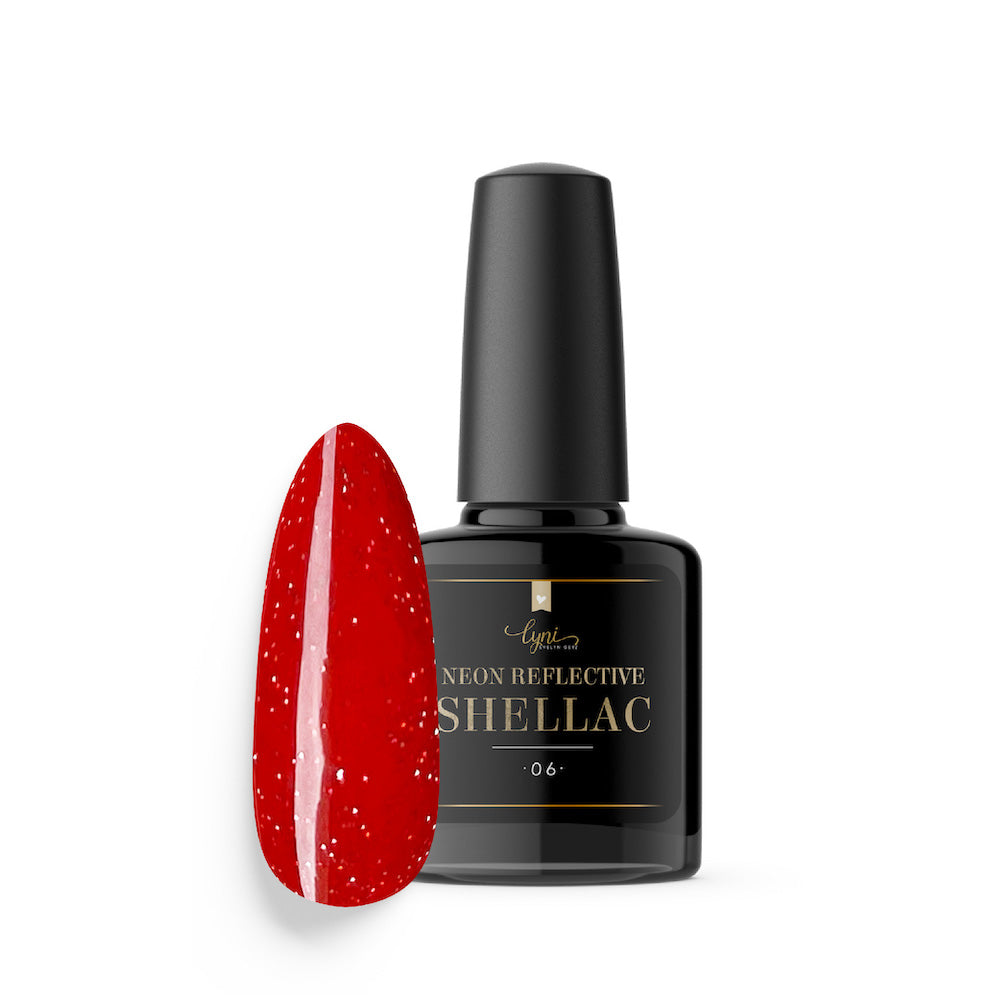 Shellac · Neon Reflective 06 · 7,3ml für Nageldesign Nägel & Nagelstudios Shellac · Neon Reflective 06 · 7,3ml, bunt, disco, effekt Shellac, funkeln, gellack, gelpolish, glitter, glitzer, glitzer lacke, knallig, leuchtende farben, red, reflektierend, rot für Nägel im Nageldesign & Nagelstudios