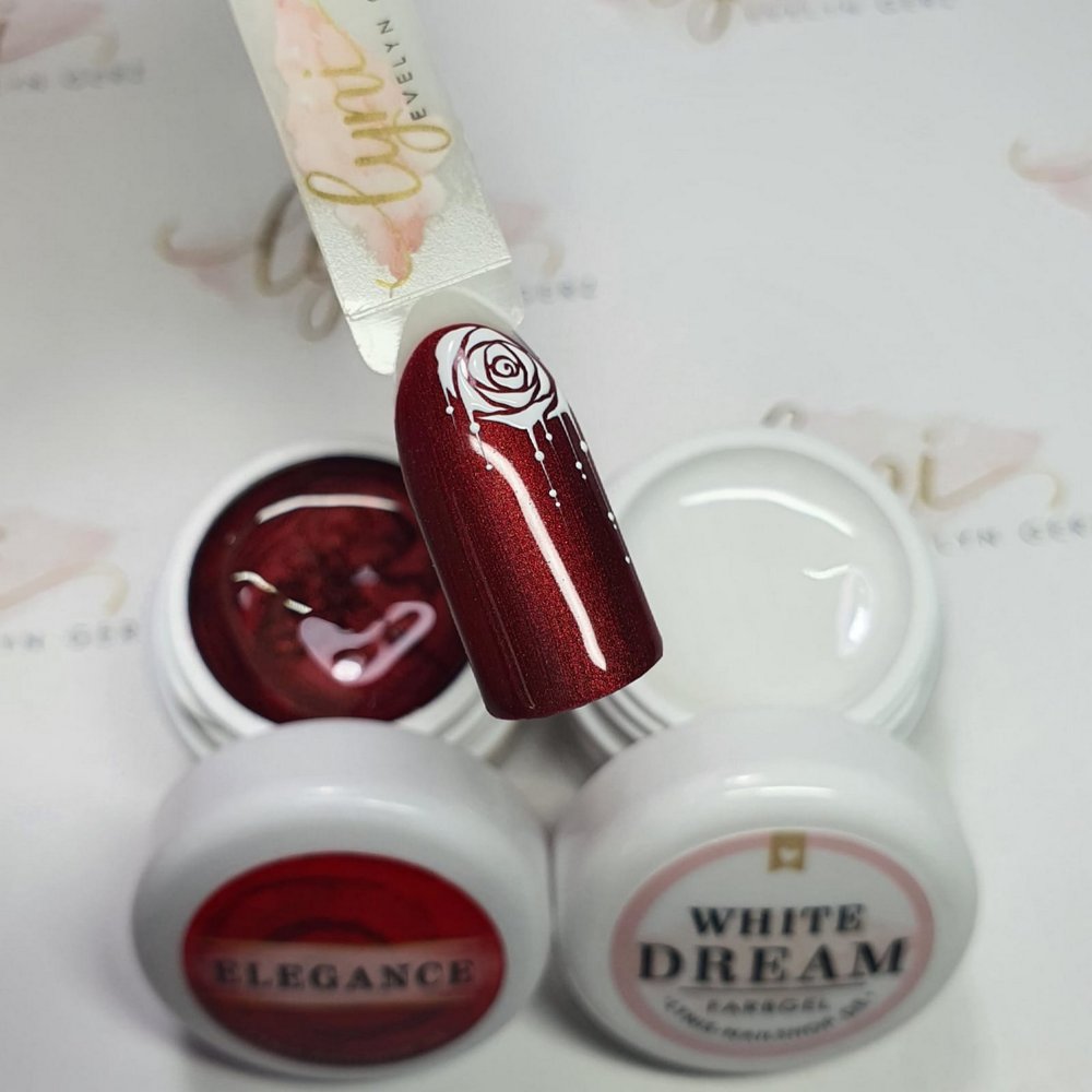 Farbgel Elegance 5ml Premium* für Nageldesign Nägel & Nagelstudios Farbgel Elegance 5ml Premium*, color gel, Farbe für Nägel, Gel Farben, Gelnägel Farbe, rot, schimmer für Nägel im Nageldesign & Nagelstudios