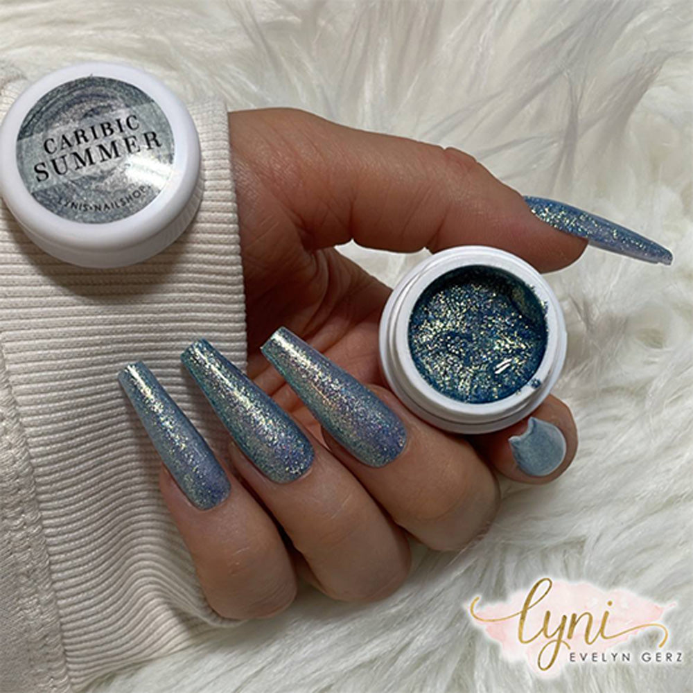Farbgel Caribic Summer 5ml Premium* für Nageldesign Nägel & Nagelstudios Farbgel Caribic Summer 5ml Premium*, blau, color gel, effektgel, Farbe für Nägel, Gel Farben, Gelnägel Farbe, Glitter Gel, Glitzergel, Türkis für Nägel im Nageldesign & Nagelstudios