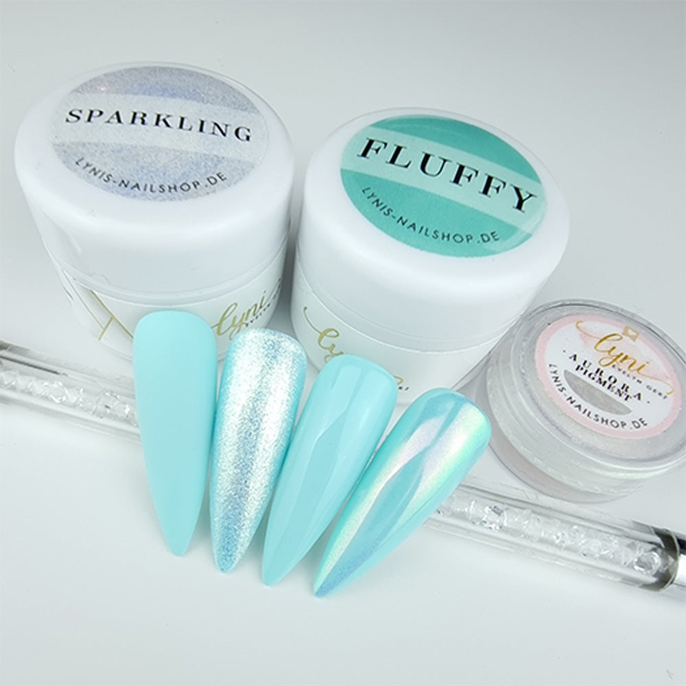 Farbgel Fluffy 5ml Premium* für Nageldesign Nägel & Nagelstudios Farbgel Fluffy 5ml Premium*, blau, color gel, Farbe für Nägel, Gel Farben, Gelnägel Farbe, grün, türkis für Nägel im Nageldesign & Nagelstudios