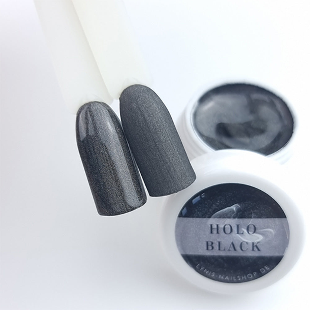 Farbgel Holo Black 5ml Premium* für Nageldesign Nägel & Nagelstudios Farbgel Holo Black 5ml Premium*, color gel, Farbe für Nägel, Gel Farben, Gelnägel Farbe, Holographisch, schimmer, schwarz für Nägel im Nageldesign & Nagelstudios