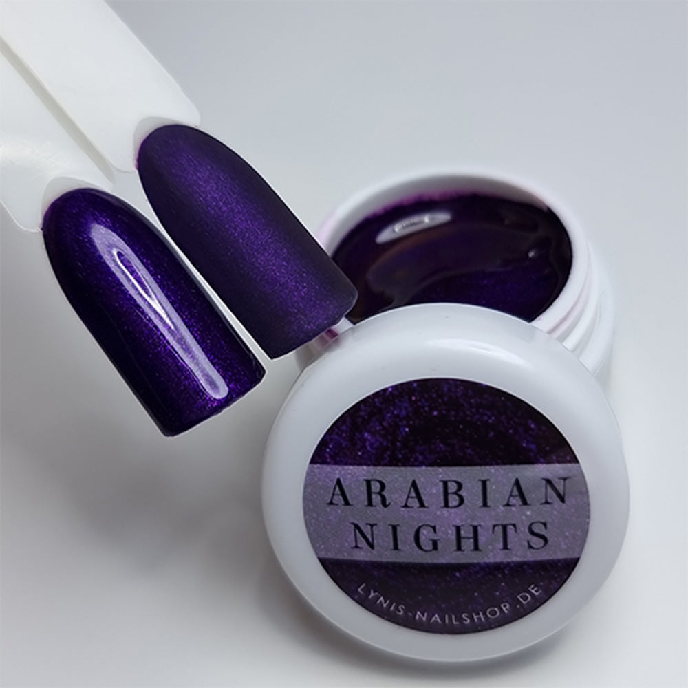 Farbgel Arabian Nights 5ml Premium* für Nageldesign Nägel & Nagelstudios Farbgel Arabian Nights 5ml Premium*, Color Gel, Colour Gel, cremig, Farbgel, glimmer, glitzer, lila, lilac, premium, Schimmer für Nägel im Nageldesign & Nagelstudios