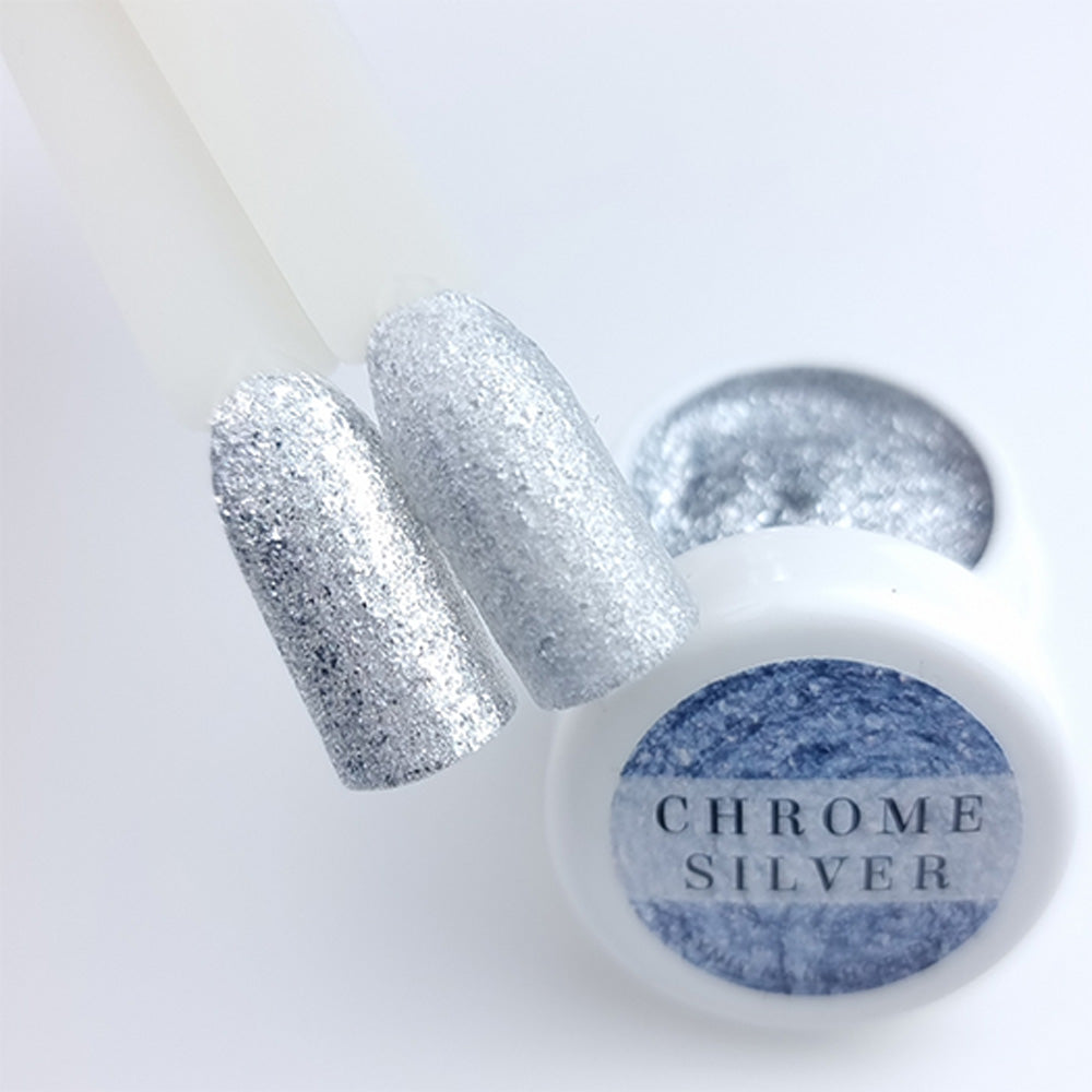 Farbgel Chrome Silver 5ml Premium* für Nageldesign Nägel & Nagelstudios Farbgel Chrome Silver 5ml Premium*, blau, blue, Chrome, Color Gel, Colour Gel, cremig, Farbgel, glimmer, glitzer, premium, Schimmer, silber, silver für Nägel im Nageldesign & Nagelstudios