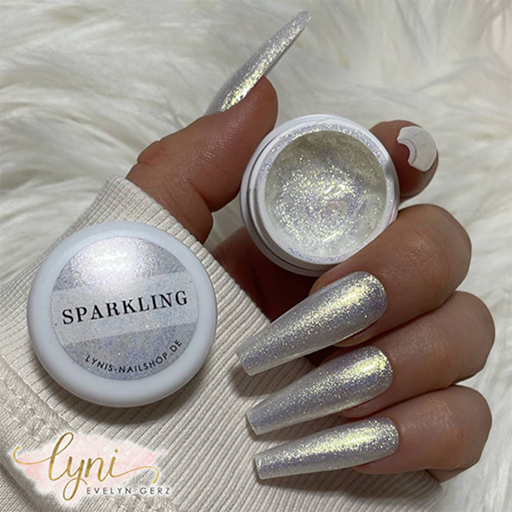 Farbgel Sparkling 5ml Premium* für Nageldesign Nägel & Nagelstudios Farbgel Sparkling 5ml Premium*, blau, Color Gel, Colour Gel, cremig, Farbgel, glimmer, glitzer, gold, premium, Schimmer, silber, weiß für Nägel im Nageldesign & Nagelstudios
