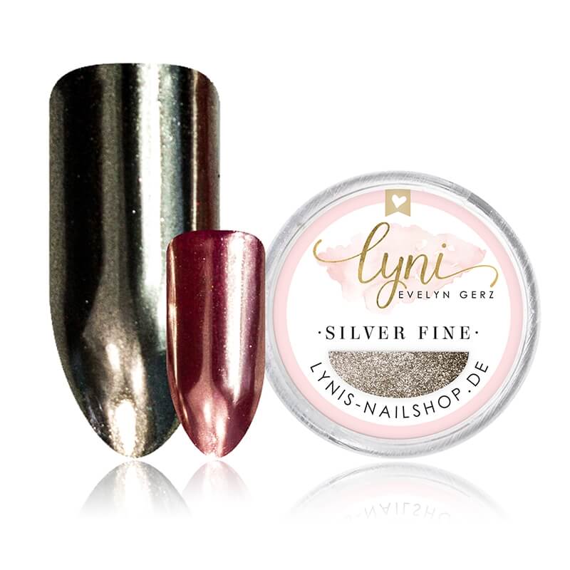 Chrome Mirror · Silver Fine für Nageldesign Nägel & Nagelstudios Chrome Mirror · Silver Fine, feines Silber, puder, Pulver für Nägel im Nageldesign & Nagelstudios