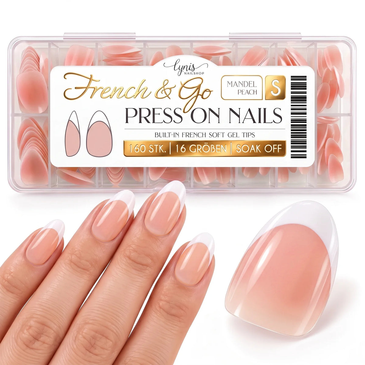 Mandel Short Peach · French & Go Pressonnails Mandel Short Peach · French & Go Pressonnails