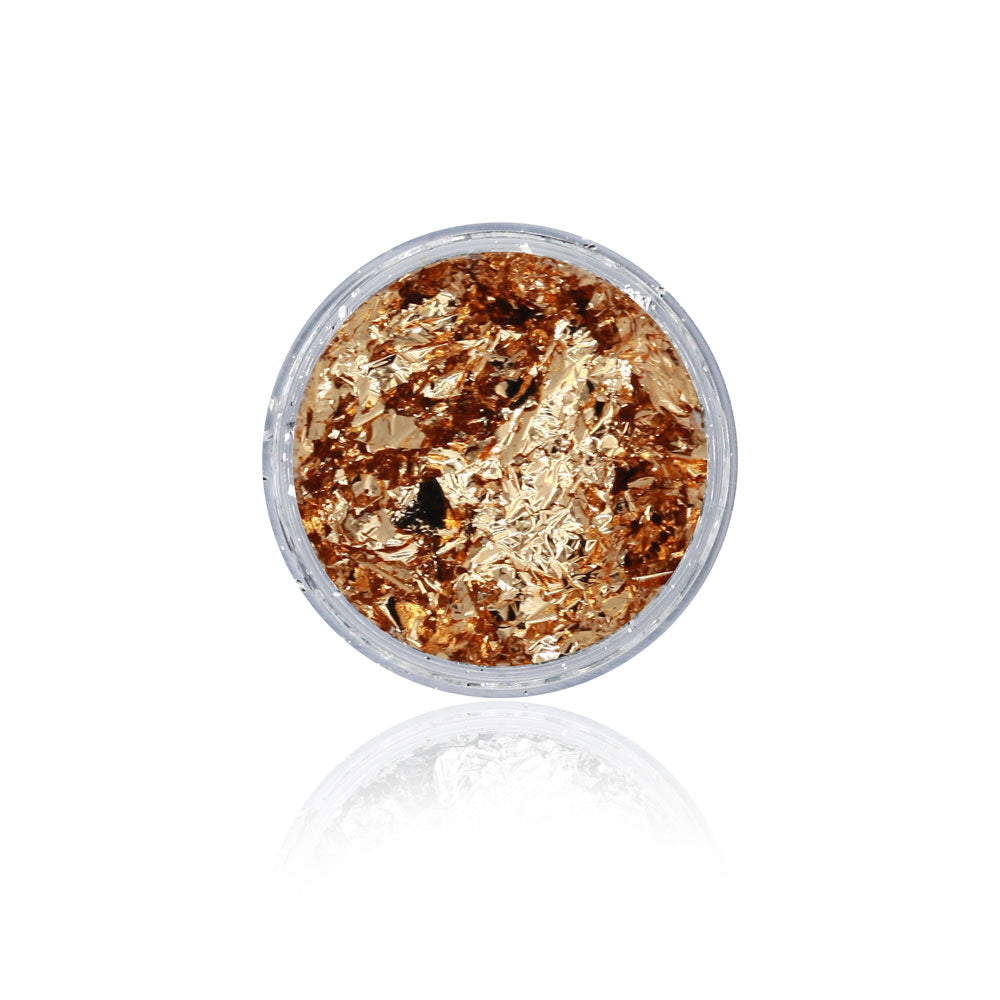 Rosegold Flakes Folie für Nageldesign Nägel & Nagelstudios Rosegold Flakes Folie, blattgold, Deko, dünne Folie, feines Papier, gelb, gold, Nailart, Nailfolie, rosa, rose, verzieren für Nägel im Nageldesign & Nagelstudios