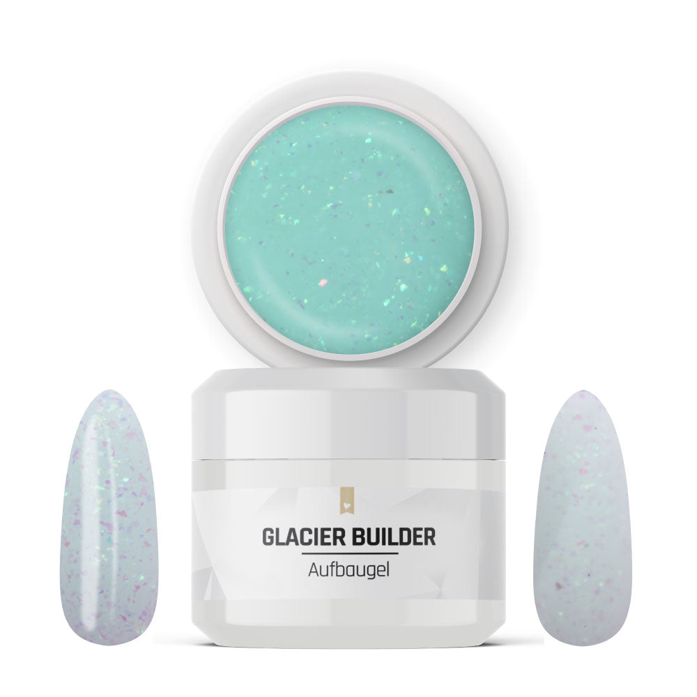 Glacier Builder Gel · Mint 15ml für Nageldesign Nägel & Nagelstudios Glacier Builder Gel · Mint 15ml, Aufbaugel, Babyboomer Gel, bunt, Flakes, irisierend, mint, schimmer, Verlauf für Nägel im Nageldesign & Nagelstudios