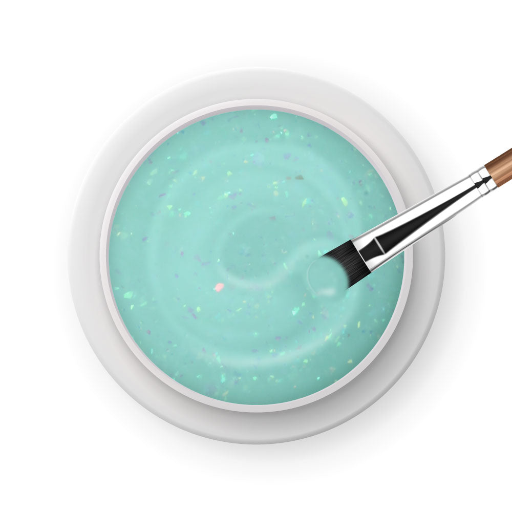 Glacier Builder Gel · Mint 15ml für Nageldesign Nägel & Nagelstudios Glacier Builder Gel · Mint 15ml, Aufbaugel, Babyboomer Gel, bunt, Flakes, irisierend, mint, schimmer, Verlauf für Nägel im Nageldesign & Nagelstudios