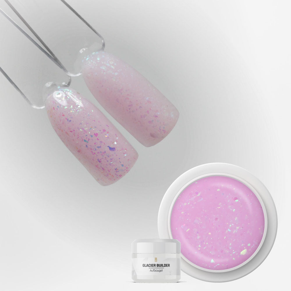 Glacier Builder Gel · Rose 15ml für Nageldesign Nägel & Nagelstudios Glacier Builder Gel · Rose 15ml, Aufbaugel, Babyboomer Gel, bunt, Flakes, irisierend, Rosa, Rose, schimmer, Verlauf für Nägel im Nageldesign & Nagelstudios