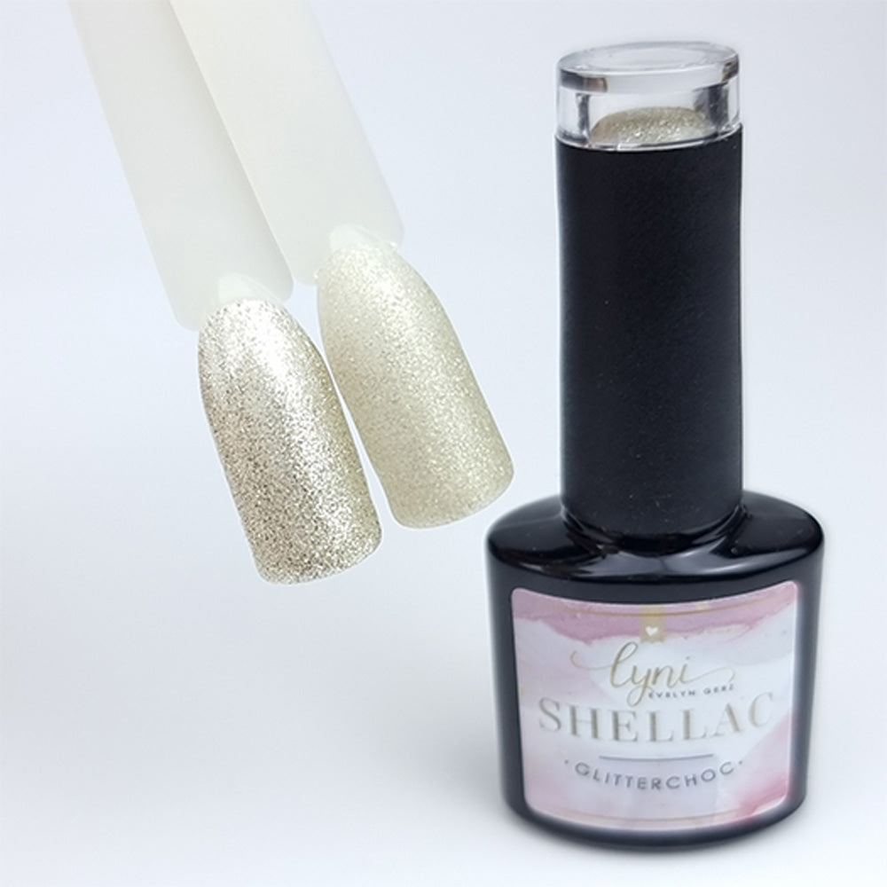Shellac · Glitterchoc 7,3ml für Nageldesign Nägel & Nagelstudios Shellac · Glitterchoc 7,3ml, gel polish, gellack, gold, nail polish, uv lack für Nägel im Nageldesign & Nagelstudios