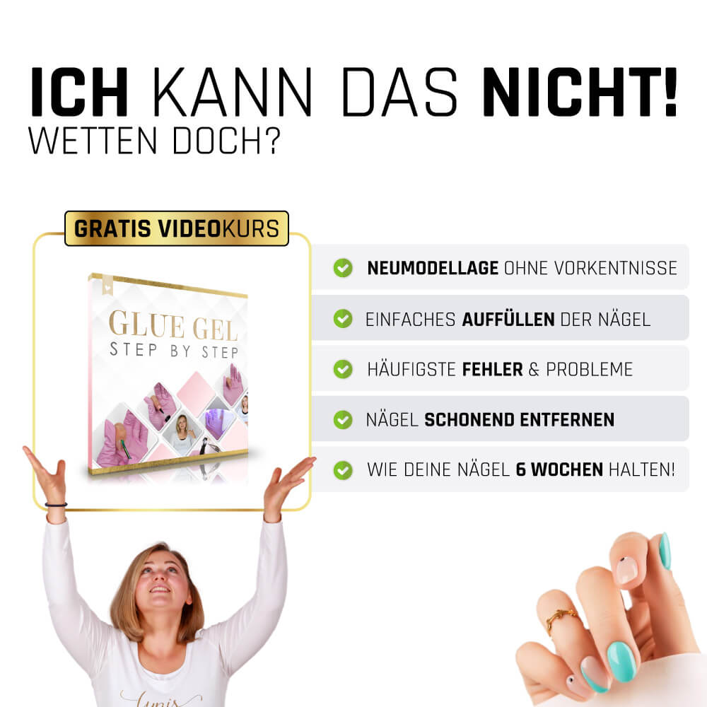 Glue Gel BASIC Set + GRATIS Videokurs für Nageldesign Nägel & Nagelstudios Glue Gel BASIC Set + GRATIS Videokurs, aufdrücken, aufkleben, click it gel, click it tips, formbares gel, gelnägel, Glue Gel, gluegel, gluegelset, gum gel, klebegel, Knete, knetgel, knetmasse, popelgel, remove-atc, Starter Set für Nägel im Nageldesign & Nagelstudios