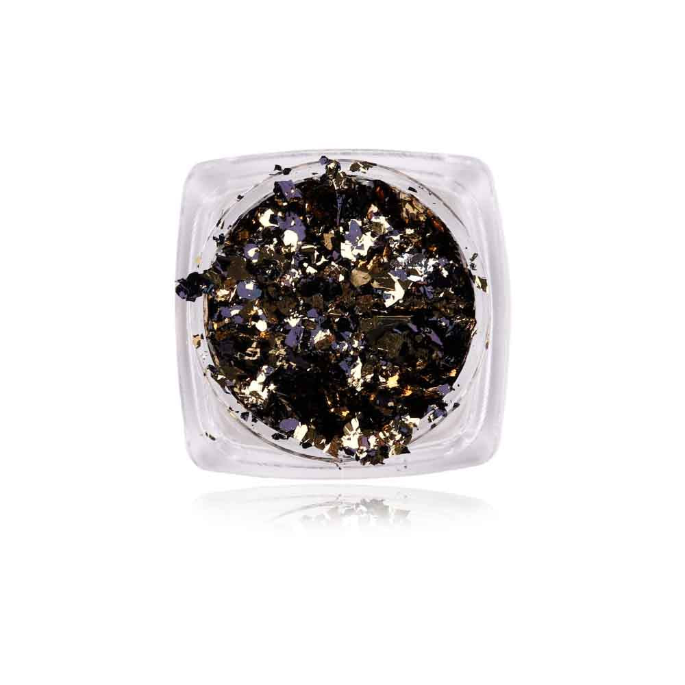 Golden Black Flakes Folie für Nageldesign Nägel & Nagelstudios Golden Black Flakes Folie, blattgold, Deko, dünne Folie, feines Papier, Gold, Nailart, Nailfolie, Schwarz, verzieren für Nägel im Nageldesign & Nagelstudios