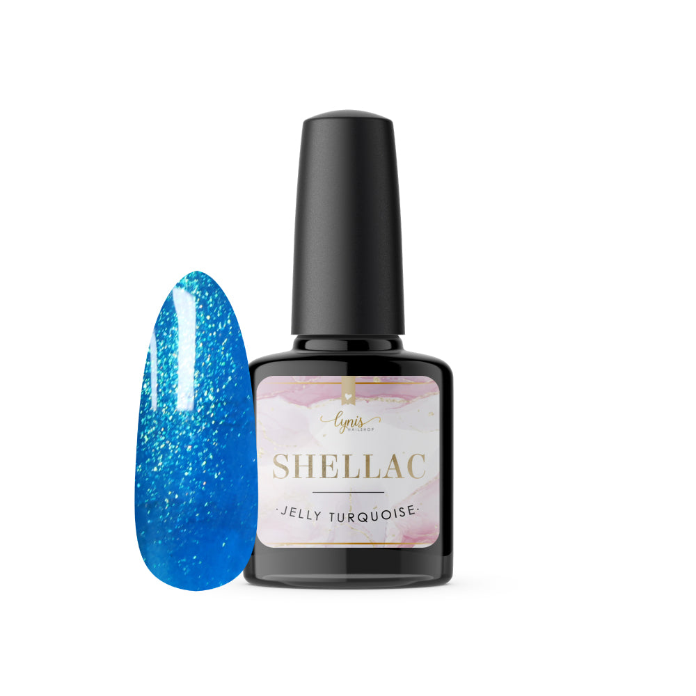 Shellac · Jelly Turquoise 7,3ml für Nageldesign Nägel & Nagelstudios Shellac · Jelly Turquoise 7,3ml, effekt Shellac, funkeln, gellack, gelpolish, glitter, glitzer, glitzer lacke, schimmer für Nägel im Nageldesign & Nagelstudios