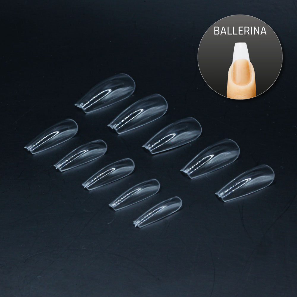 Ballerina Kurz · Clear · Press On Tips für Nageldesign Nägel & Nagelstudios Ballerina Kurz · Clear · Press On Tips, aufdrück Nägel, click it tips, coffin, durchsichtig, klar, press on nails, press on nägel für Nägel im Nageldesign & Nagelstudios