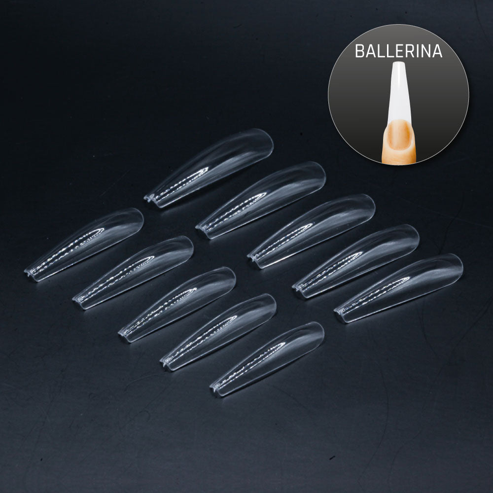 Ballerina Lang · Clear · Press On Tips für Nageldesign Nägel & Nagelstudios Ballerina Lang · Clear · Press On Tips, aufdrück Nägel, click it tips, coffin, coffin shape, durchsichtig, klar, press on nails, press on nägel für Nägel im Nageldesign & Nagelstudios
