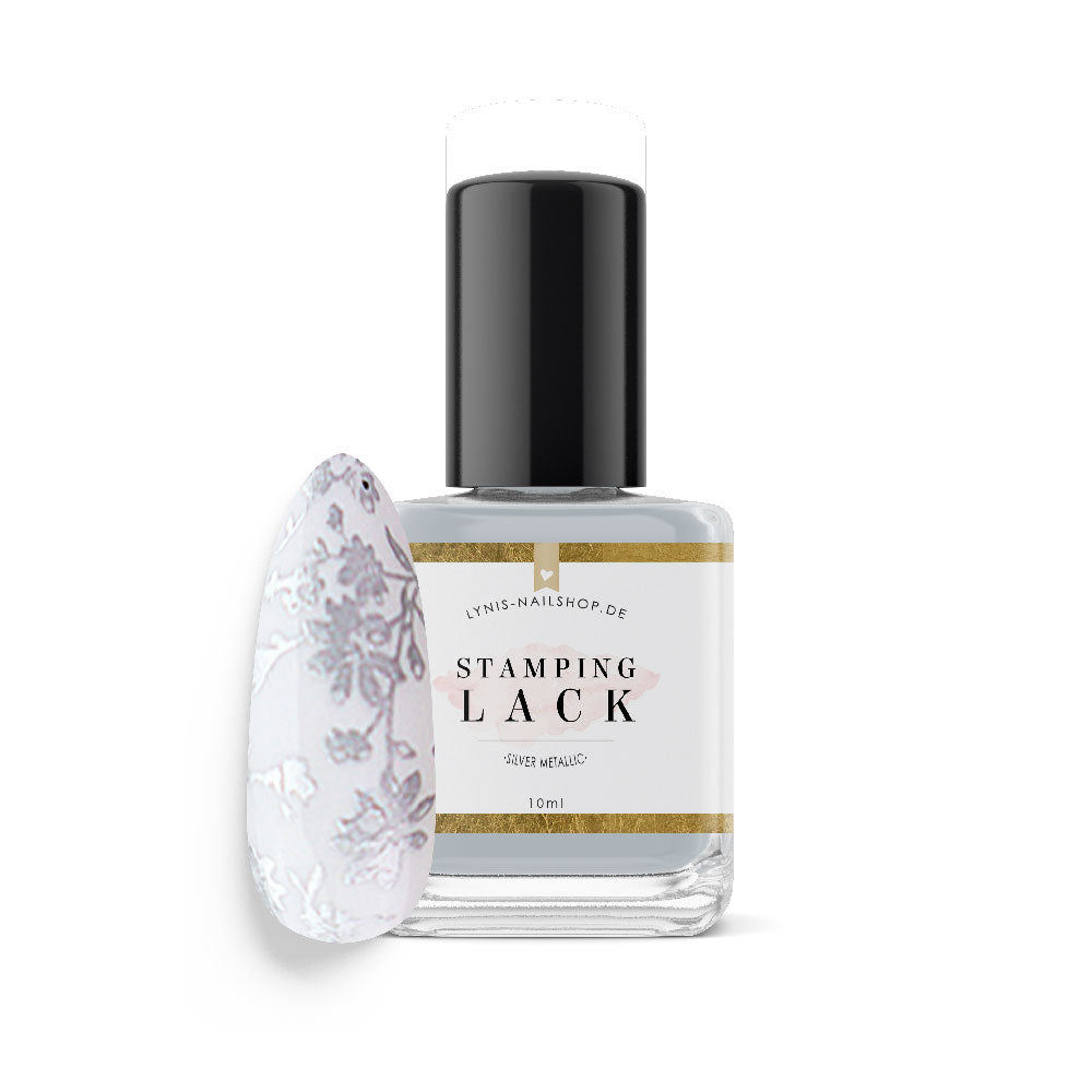 Stampinglack Silber Metallic 10ml* für Nageldesign Nägel & Nagelstudios Stampinglack Silber Metallic 10ml*, metal, silber, stampen, Stempellack, stempeln für Nägel im Nageldesign & Nagelstudios