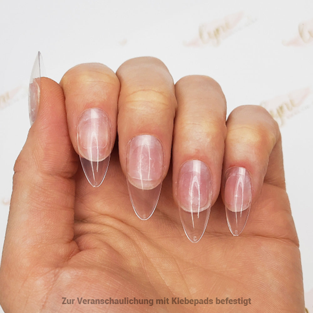 Mandel Normal · Clear · Press On Tips für Nageldesign Nägel & Nagelstudios Mandel Normal · Clear · Press On Tips, almond, aufdrück Nägel, click it tips, durchsichtig, klar, press on nails, press on nägel für Nägel im Nageldesign & Nagelstudios