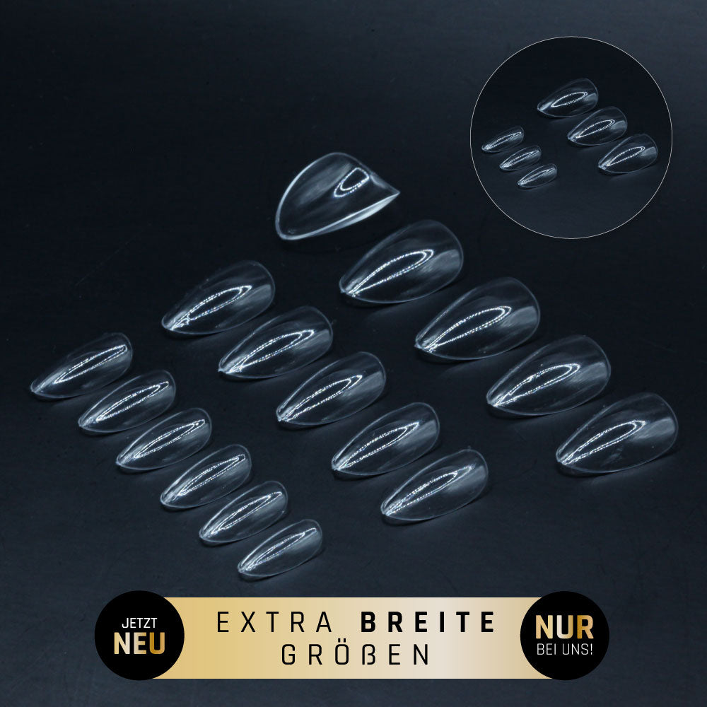 Mandel extra kurz · Clear · Press On Tips für Nageldesign Nägel & Nagelstudios Mandel extra kurz · Clear · Press On Tips, almond, aufdrück Nägel, click it tips, durchsichtig, klar, press on nails, press on nägel für Nägel im Nageldesign & Nagelstudios