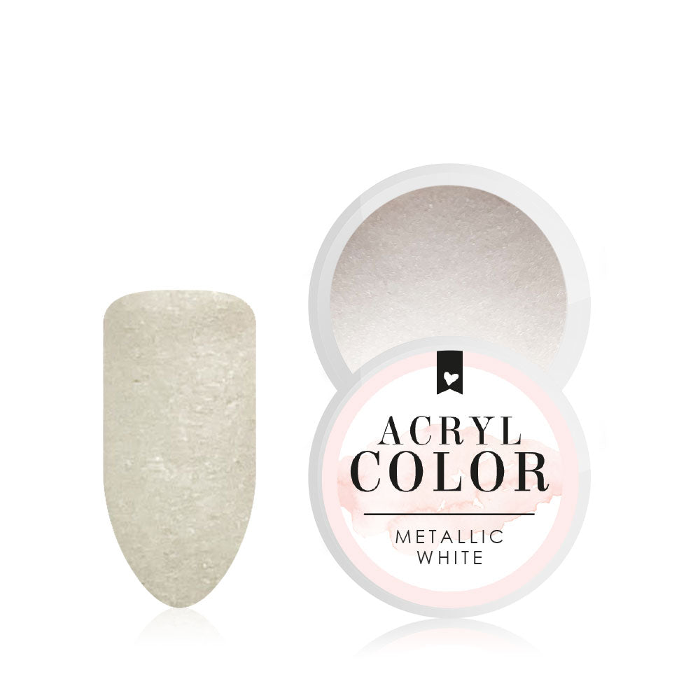Acryl Color · Metallic White* für Nageldesign Nägel & Nagelstudios Acryl Color · Metallic White*, Acryl Farbe, dipgel, Farbpuder, powder, puder, Pulver Gel für Nägel im Nageldesign & Nagelstudios