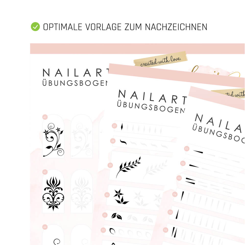 NailArt Übungsbögen für Nageldesign Nägel & Nagelstudios NailArt Übungsbögen, lernen, nachmalen, üben für Nägel im Nageldesign & Nagelstudios