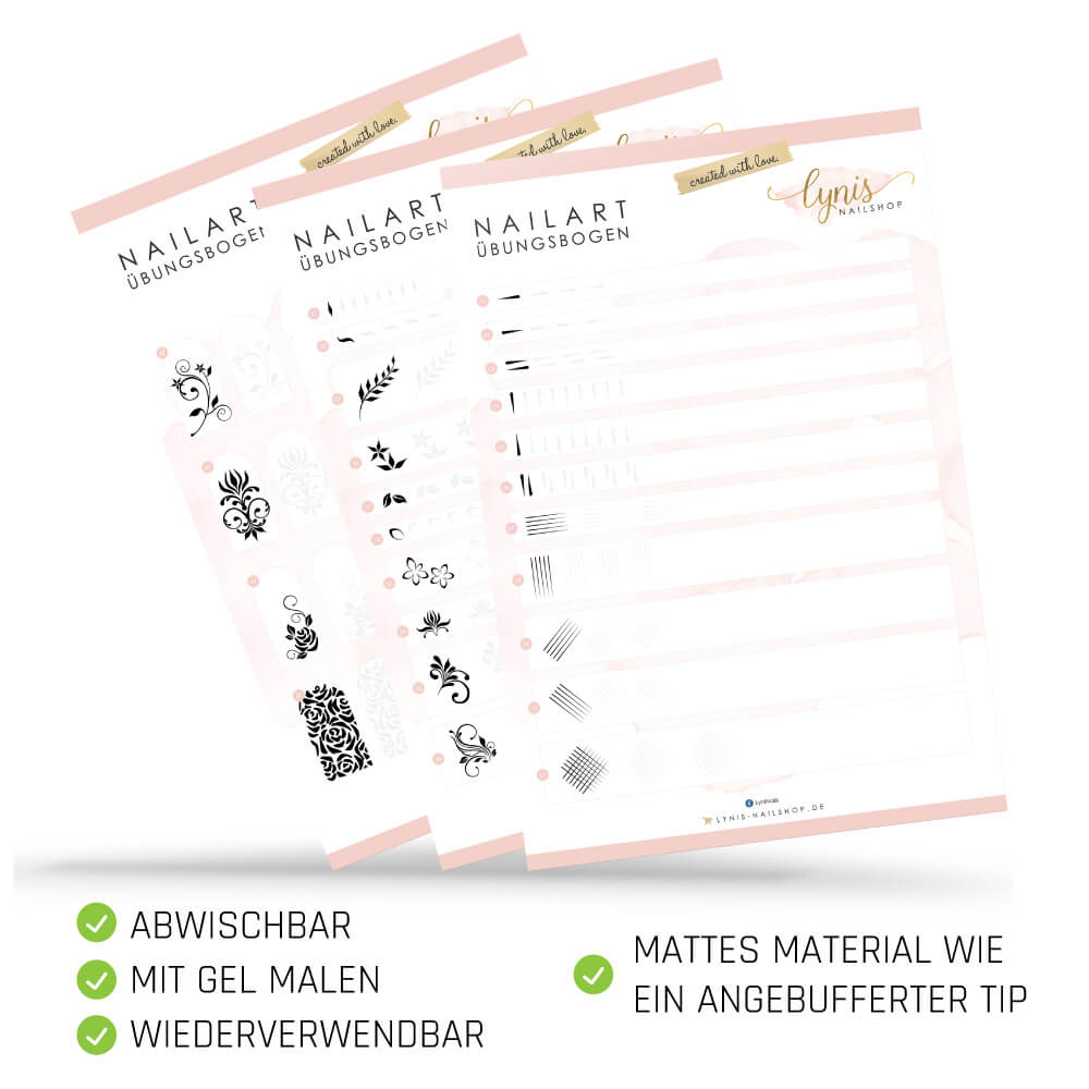 NailArt Übungsbögen für Nageldesign Nägel & Nagelstudios NailArt Übungsbögen, lernen, nachmalen, üben für Nägel im Nageldesign & Nagelstudios