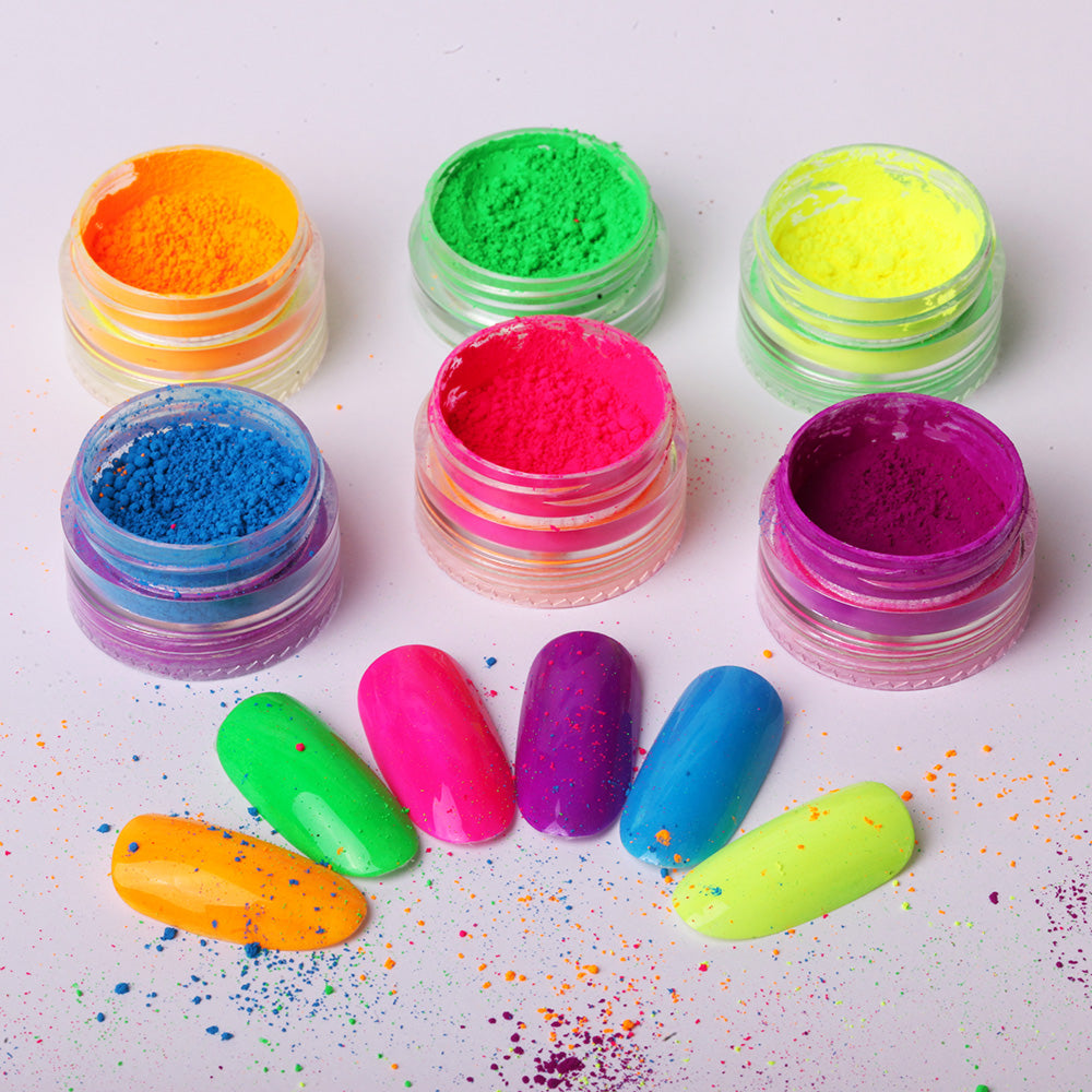 Neon Matt Pigment Set für Nageldesign Nägel & Nagelstudios Neon Matt Pigment Set, buntes Puder, Farbpuder, knallig, Puder, Pulver für Nägel im Nageldesign & Nagelstudios