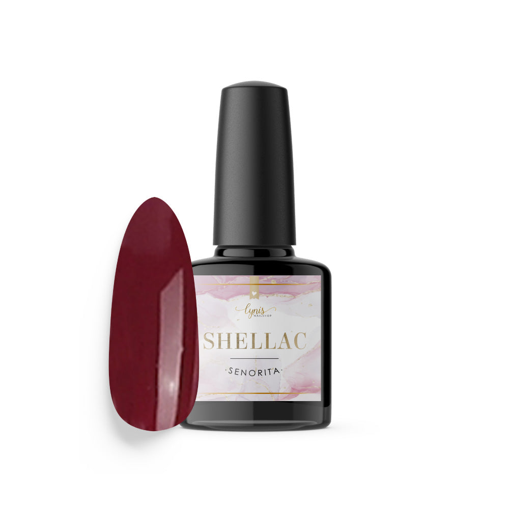 Shellac · Senorita 7,3ml für Nageldesign Nägel & Nagelstudios Shellac · Senorita 7,3ml, dunkel rot, gel polish, gellack, nail polish, rot, uv lack für Nägel im Nageldesign & Nagelstudios