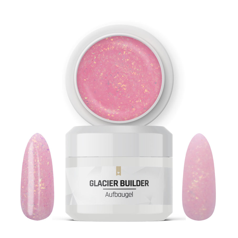 Glacier Builder Gel · Pink 15ml für Nageldesign Nägel & Nagelstudios Glacier Builder Gel · Pink 15ml, Aufbaugel, Babyboomer Gel, bunt, Flakes, irisierend, schimmer, Verlauf für Nägel im Nageldesign & Nagelstudios