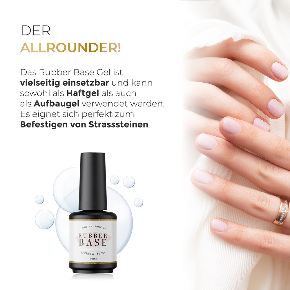 Rubber Base · Perfect Flex · 60ml* Refill für Nageldesign Nägel & Nagelstudios Rubber Base · Perfect Flex · 60ml* Refill, Acrylgel, Base gegen Liftings, durchsichtig, flexibles Aufbaugel, Gel, Gellack, Gelpolish, grundiergel, Haftgel, klar, Rubber Base, Shellac, Strasssteinbefestigung für Nägel im Nageldesign & Nagelstudios
