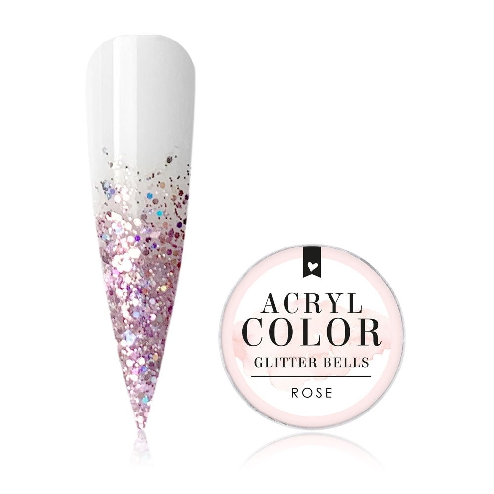 Acryl Color · Glitter Bells · Rose für Nageldesign Nägel & Nagelstudios Acryl Color · Glitter Bells · Rose, Acryl Farbe, dipgel, Farbpuder, powder, puder, Pulver Gel für Nägel im Nageldesign & Nagelstudios