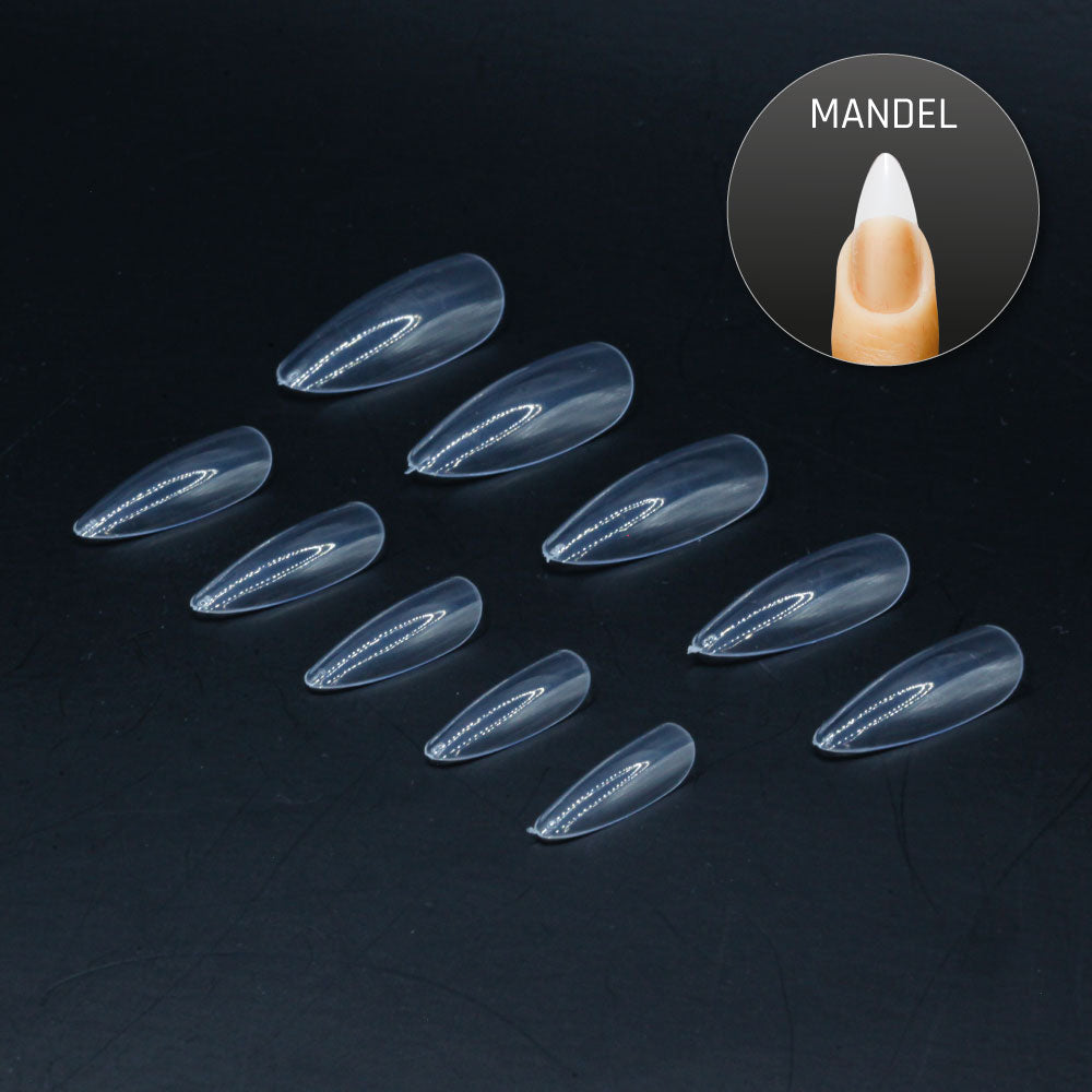 Mandel Normal · Clear · Press On Tips für Nageldesign Nägel & Nagelstudios Mandel Normal · Clear · Press On Tips, almond, aufdrück Nägel, click it tips, durchsichtig, klar, press on nails, press on nägel für Nägel im Nageldesign & Nagelstudios