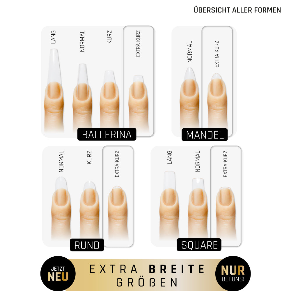 Press On Tips extra kurz · Clear Set für Nageldesign Nägel & Nagelstudios Press On Tips extra kurz · Clear Set, aufdrück Nägel, click it tips, durchsichtig, eckig, klar, press on nails, press on nägel für Nägel im Nageldesign & Nagelstudios