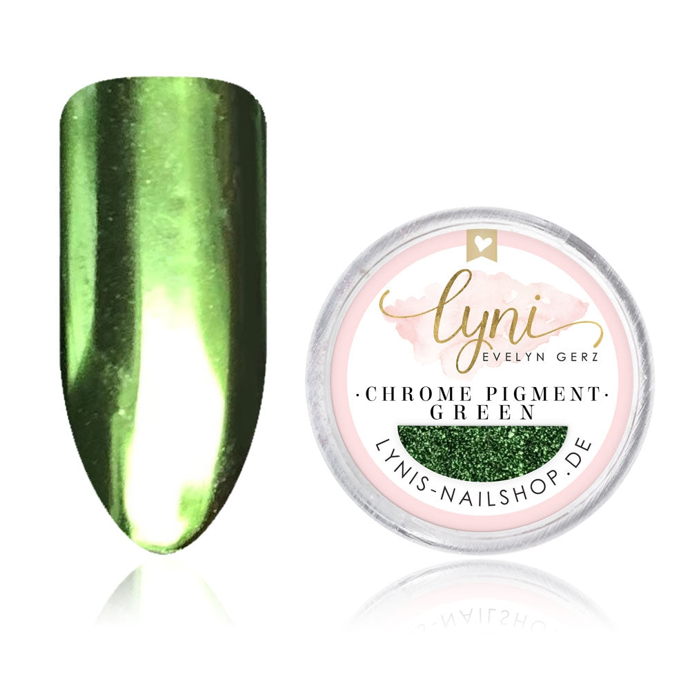 Chrome Mirror · Green für Nageldesign Nägel & Nagelstudios Chrome Mirror · Green, grün, Pigment, Puder, puder einreiben, Spiegel Effekt für Nägel im Nageldesign & Nagelstudios