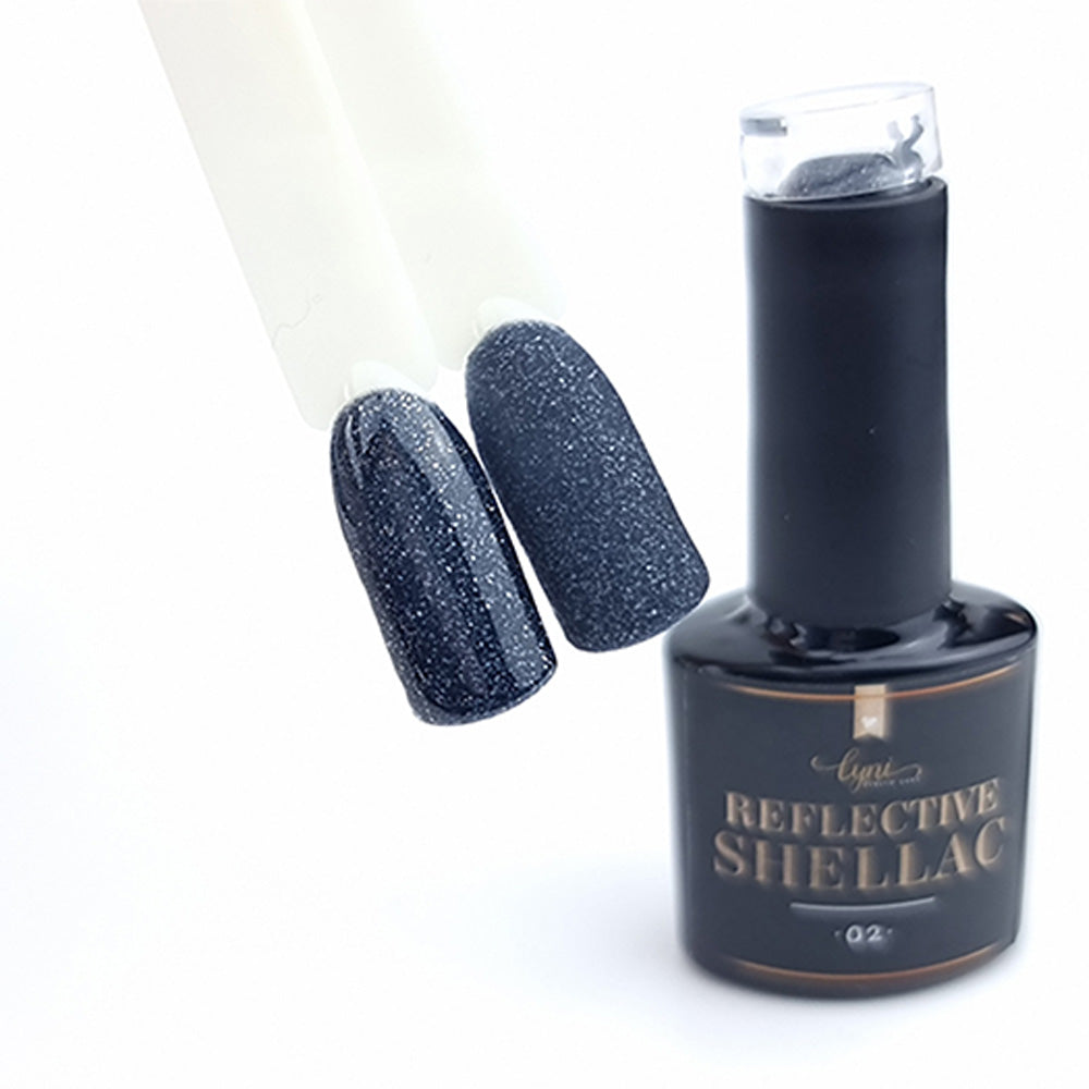 Shellac · Reflective 02 · 7,3ml für Nageldesign Nägel & Nagelstudios Shellac · Reflective 02 · 7,3ml, disco, effekt Shellac, funkeln, gellack, gelpolish, glitter, glitzer, glitzer lacke, leuchtende farben, reflektierend, schwarz für Nägel im Nageldesign & Nagelstudios