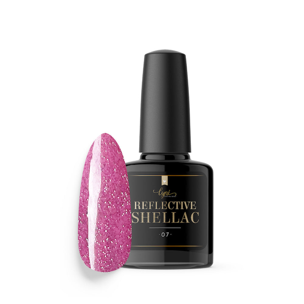Shellac · Reflective 07 · 7.3ml für Nageldesign Nägel & Nagelstudios Shellac · Reflective 07 · 7.3ml, disco, effekt Shellac, funkeln, gellack, gelpolish, glitter, glitzer, glitzer lacke, leuchtende farben, pink, reflektierend, rosa für Nägel im Nageldesign & Nagelstudios